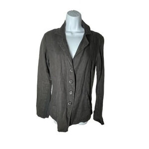 Inzio Womens size XL 100% linen black jacket lagenlook style